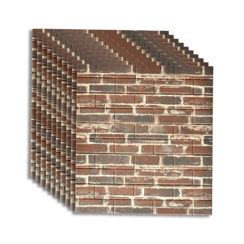 Plastic Wall Paneling Industrial Style Peel and Stick Backsplash Panels Red Brown 10-Piece Set Clearhalo 'Flooring 'Home Improvement' 'home_improvement' 'home_improvement_wall_paneling' 'Wall Paneling' 'wall_paneling' 'Walls & Ceilings' Walls and Ceiling' 7468330