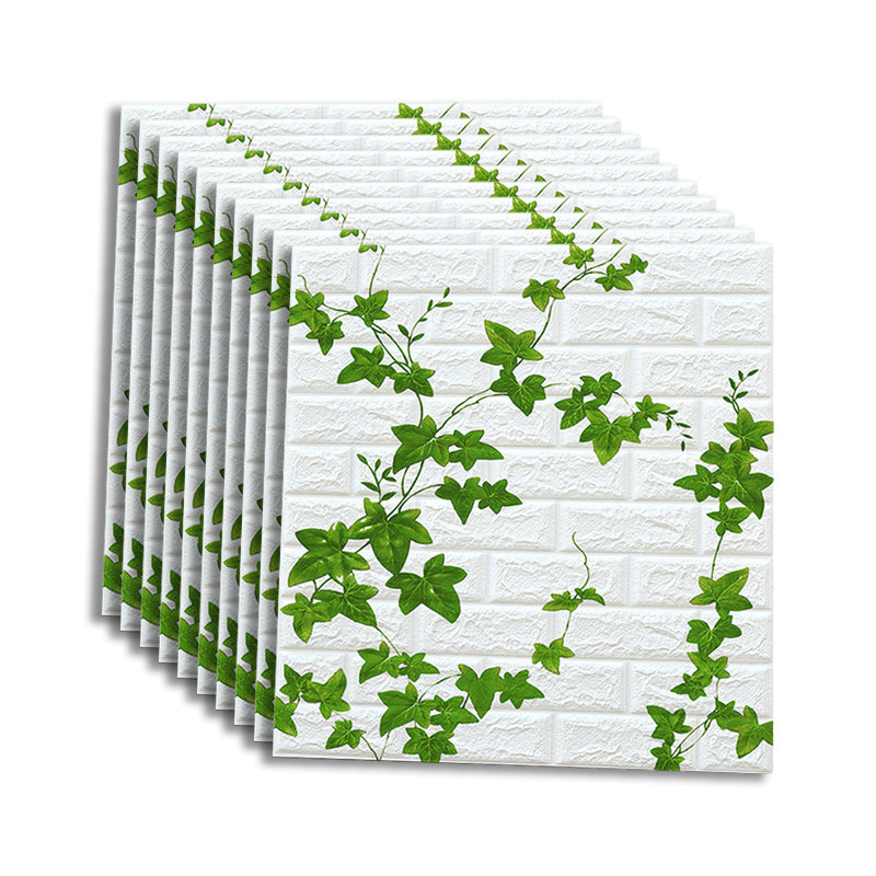 Plastic Wall Paneling Industrial Style Peel and Stick Backsplash Panels White-Green 10-Piece Set Clearhalo 'Flooring 'Home Improvement' 'home_improvement' 'home_improvement_wall_paneling' 'Wall Paneling' 'wall_paneling' 'Walls & Ceilings' Walls and Ceiling' 7468331