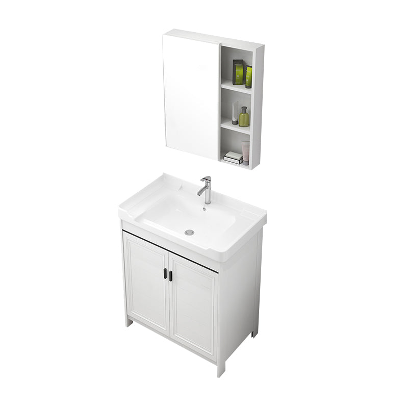 Modern Bathroom Sink Vanity Freestanding Single-Sink Bathroom Vanity Set Vanity & Faucet & Mirror Cabinet 28"L x 19"W x 32"H Towel Bar Not Included Clearhalo 'Bathroom Remodel & Bathroom Fixtures' 'Bathroom Vanities' 'bathroom_vanities' 'Home Improvement' 'home_improvement' 'home_improvement_bathroom_vanities' 7470758