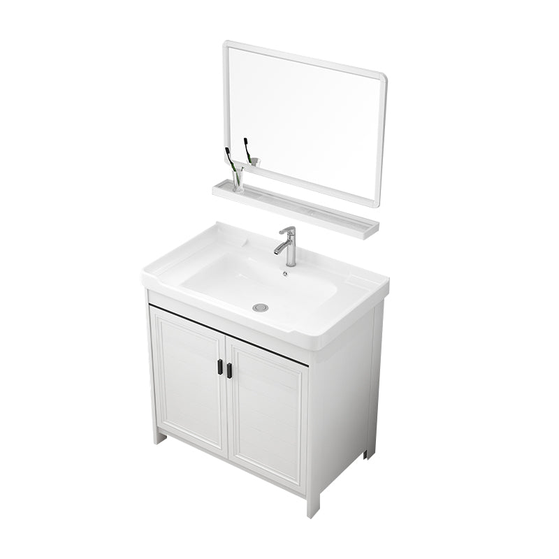 Modern Bathroom Sink Vanity Freestanding Single-Sink Bathroom Vanity Set Vanity & Faucet & Mirrors 28"L x 19"W x 32"H Towel Bar Not Included Clearhalo 'Bathroom Remodel & Bathroom Fixtures' 'Bathroom Vanities' 'bathroom_vanities' 'Home Improvement' 'home_improvement' 'home_improvement_bathroom_vanities' 7470759