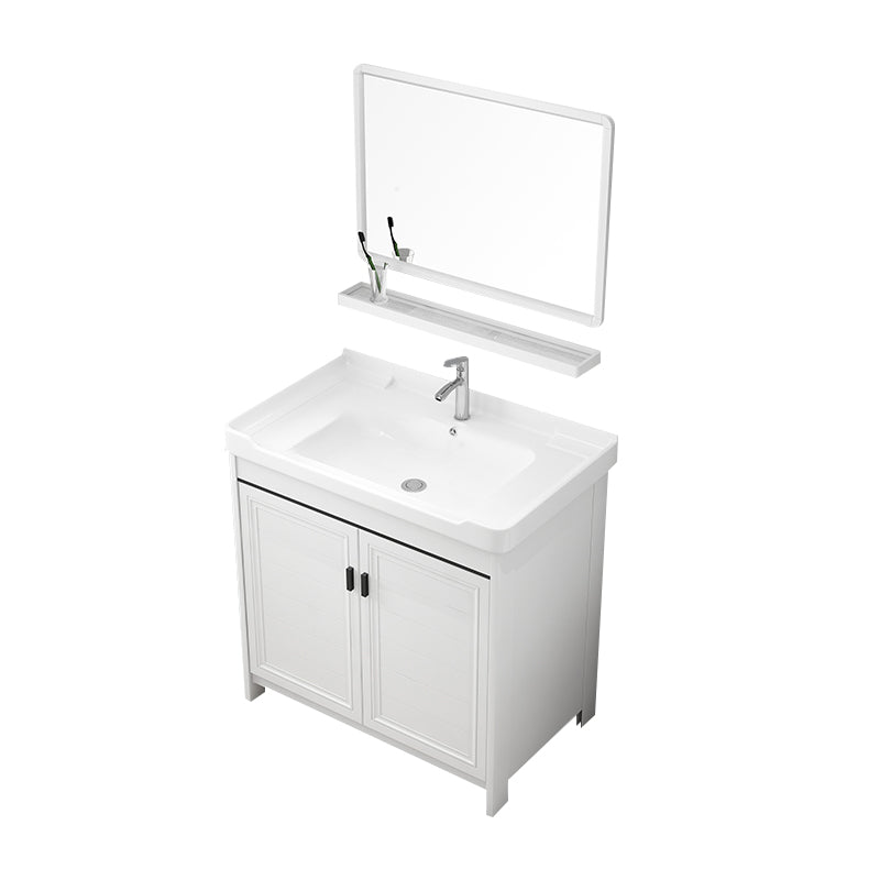 Modern Bathroom Sink Vanity Freestanding Single-Sink Bathroom Vanity Set Vanity & Faucet & Mirrors 32"L x 19"W x 32"H Towel Bar Not Included Clearhalo 'Bathroom Remodel & Bathroom Fixtures' 'Bathroom Vanities' 'bathroom_vanities' 'Home Improvement' 'home_improvement' 'home_improvement_bathroom_vanities' 7470763