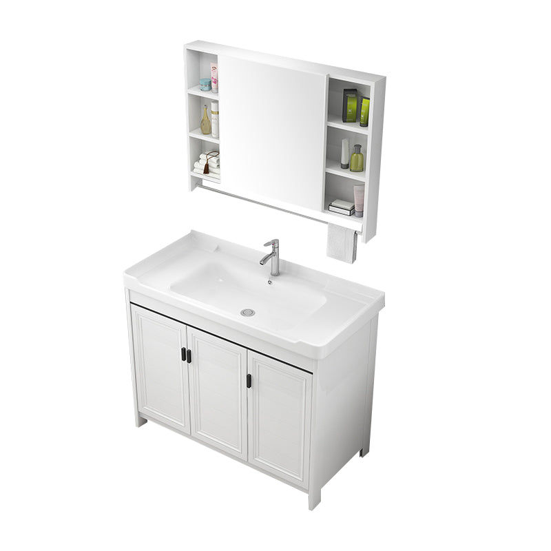 Modern Bathroom Sink Vanity Freestanding Single-Sink Bathroom Vanity Set Vanity & Faucet & Mirror Cabinet 35"L x 19"W x 32"H Towel Bar Included Clearhalo 'Bathroom Remodel & Bathroom Fixtures' 'Bathroom Vanities' 'bathroom_vanities' 'Home Improvement' 'home_improvement' 'home_improvement_bathroom_vanities' 7470766