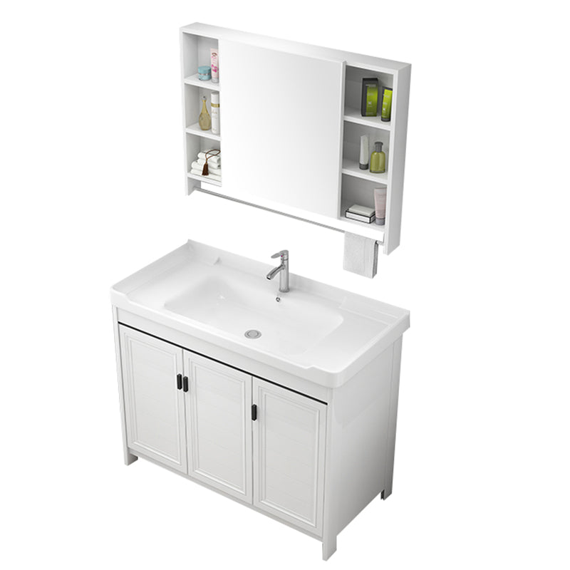 Modern Bathroom Sink Vanity Freestanding Single-Sink Bathroom Vanity Set Vanity & Faucet & Mirror Cabinet 39"L x 19"W x 32"H Towel Bar Included Clearhalo 'Bathroom Remodel & Bathroom Fixtures' 'Bathroom Vanities' 'bathroom_vanities' 'Home Improvement' 'home_improvement' 'home_improvement_bathroom_vanities' 7470768