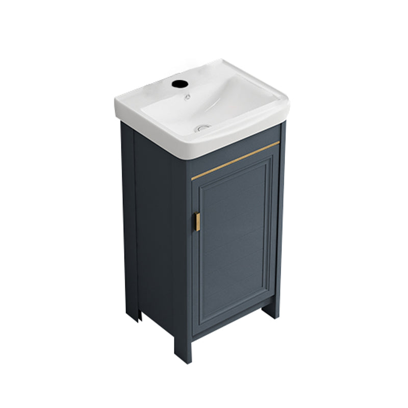 Single Blue Freestanding Bathroom Vanity Modern Metal Base Bath Vanity Bathroom Vanity 17"L x 14"W x 32"H Towel Bar Not Included Clearhalo 'Bathroom Remodel & Bathroom Fixtures' 'Bathroom Vanities' 'bathroom_vanities' 'Home Improvement' 'home_improvement' 'home_improvement_bathroom_vanities' 7470801