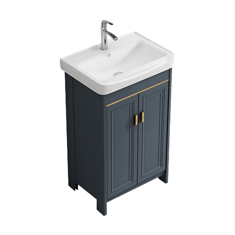 Single Blue Freestanding Bathroom Vanity Modern Metal Base Bath Vanity Clearhalo 'Bathroom Remodel & Bathroom Fixtures' 'Bathroom Vanities' 'bathroom_vanities' 'Home Improvement' 'home_improvement' 'home_improvement_bathroom_vanities' 7470813