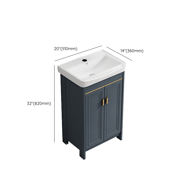 Single Blue Freestanding Bathroom Vanity Modern Metal Base Bath Vanity Clearhalo 'Bathroom Remodel & Bathroom Fixtures' 'Bathroom Vanities' 'bathroom_vanities' 'Home Improvement' 'home_improvement' 'home_improvement_bathroom_vanities' 7470825