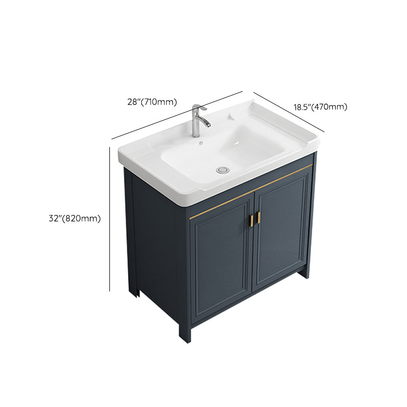 Single Blue Freestanding Bathroom Vanity Modern Metal Base Bath Vanity Clearhalo 'Bathroom Remodel & Bathroom Fixtures' 'Bathroom Vanities' 'bathroom_vanities' 'Home Improvement' 'home_improvement' 'home_improvement_bathroom_vanities' 7470830