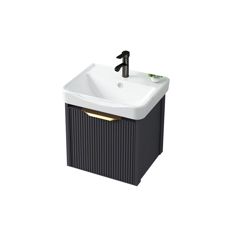 Glam Bath Vanity Single Sink Wall Mounted Metal Frame 2 Doors Mirror Grey Vanity Vanity & Faucet 17"L x 14"W x 16"H Clearhalo 'Bathroom Remodel & Bathroom Fixtures' 'Bathroom Vanities' 'bathroom_vanities' 'Home Improvement' 'home_improvement' 'home_improvement_bathroom_vanities' 7470867