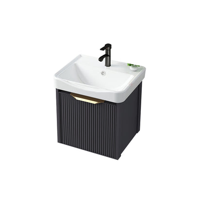 Glam Bath Vanity Single Sink Wall Mounted Metal Frame 2 Doors Mirror Grey Vanity Vanity & Faucet 17"L x 14"W x 16"H Clearhalo 'Bathroom Remodel & Bathroom Fixtures' 'Bathroom Vanities' 'bathroom_vanities' 'Home Improvement' 'home_improvement' 'home_improvement_bathroom_vanities' 7470867