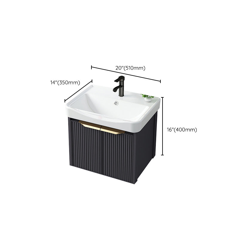 Glam Bath Vanity Single Sink Wall Mounted Metal Frame 2 Doors Mirror Grey Vanity Clearhalo 'Bathroom Remodel & Bathroom Fixtures' 'Bathroom Vanities' 'bathroom_vanities' 'Home Improvement' 'home_improvement' 'home_improvement_bathroom_vanities' 7470877