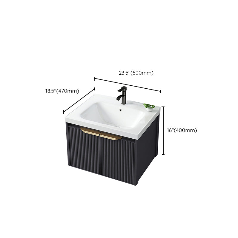 Glam Bath Vanity Single Sink Wall Mounted Metal Frame 2 Doors Mirror Grey Vanity Clearhalo 'Bathroom Remodel & Bathroom Fixtures' 'Bathroom Vanities' 'bathroom_vanities' 'Home Improvement' 'home_improvement' 'home_improvement_bathroom_vanities' 7470878