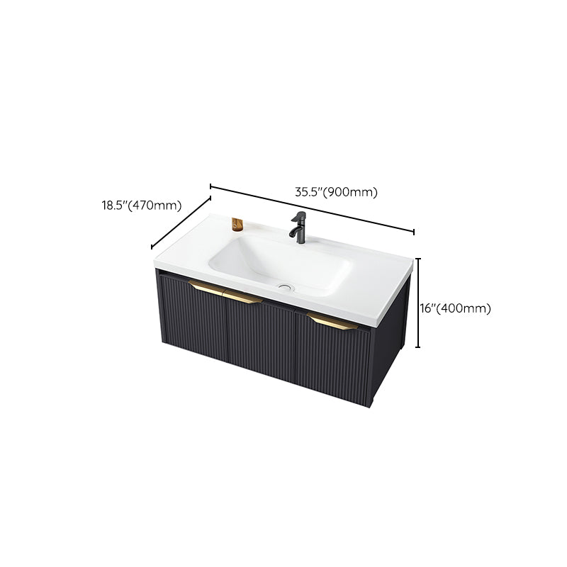 Glam Bath Vanity Single Sink Wall Mounted Metal Frame 2 Doors Mirror Grey Vanity Clearhalo 'Bathroom Remodel & Bathroom Fixtures' 'Bathroom Vanities' 'bathroom_vanities' 'Home Improvement' 'home_improvement' 'home_improvement_bathroom_vanities' 7470881