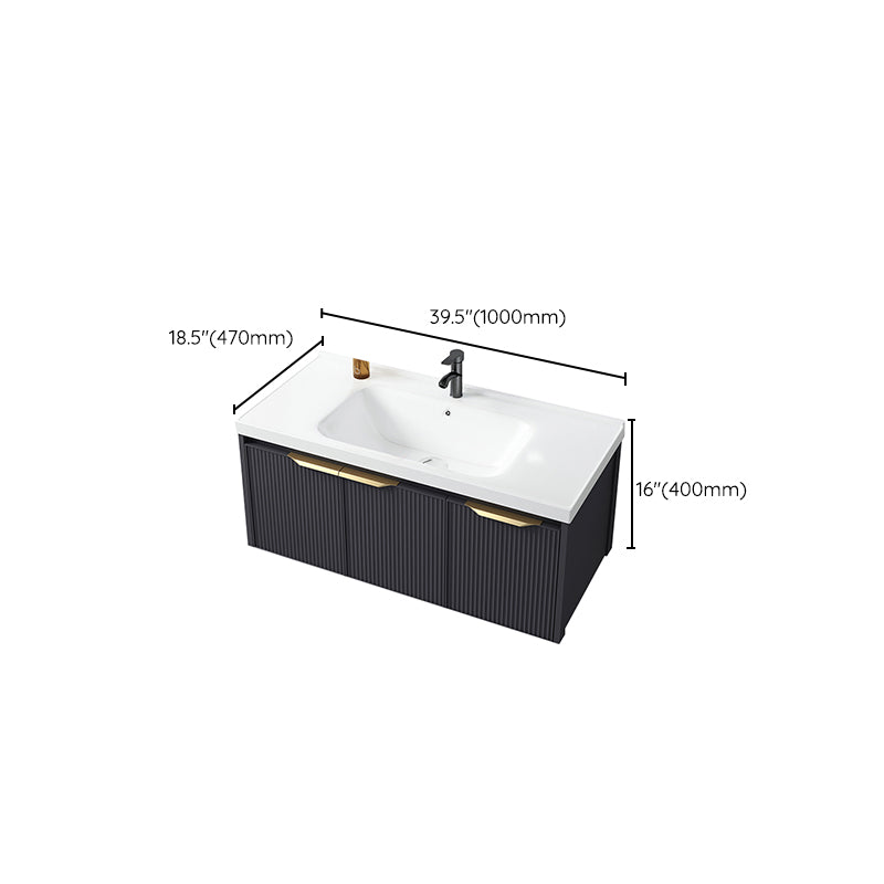 Glam Bath Vanity Single Sink Wall Mounted Metal Frame 2 Doors Mirror Grey Vanity Clearhalo 'Bathroom Remodel & Bathroom Fixtures' 'Bathroom Vanities' 'bathroom_vanities' 'Home Improvement' 'home_improvement' 'home_improvement_bathroom_vanities' 7470882