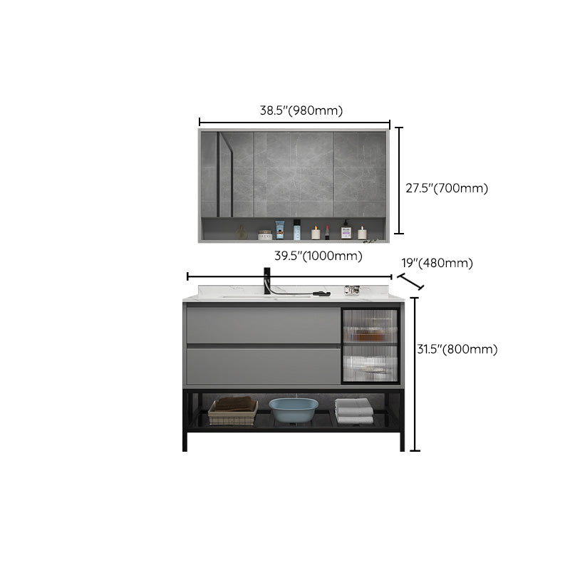 Modern Vanity Set Single Gray Rectangular Wall Mount Bath Vanity Clearhalo 'Bathroom Remodel & Bathroom Fixtures' 'Bathroom Vanities' 'bathroom_vanities' 'Home Improvement' 'home_improvement' 'home_improvement_bathroom_vanities' 7476461
