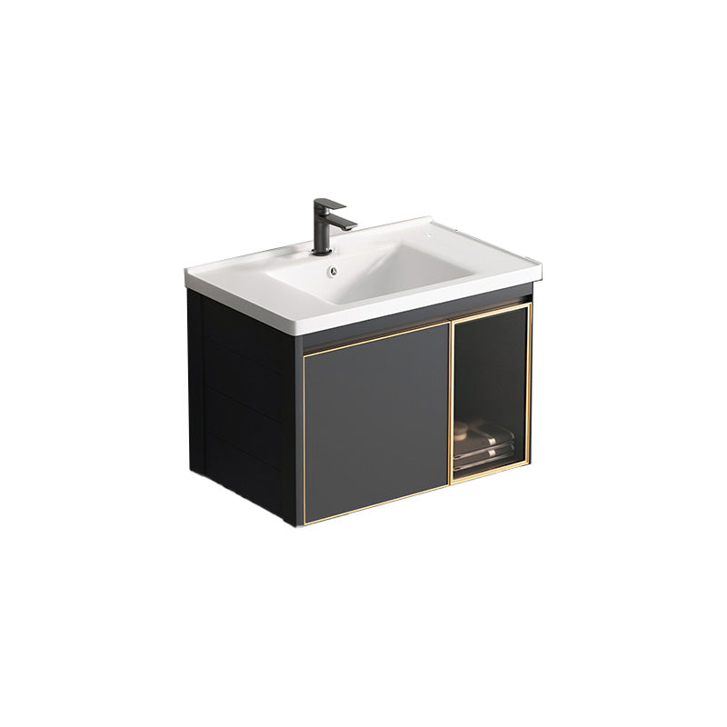Glam Rectangular Bath Vanity Black Metal Base Single-Sink Bathroom Vanity Vanity & Faucet 24"L x 19"W x 18"H Clearhalo 'Bathroom Remodel & Bathroom Fixtures' 'Bathroom Vanities' 'bathroom_vanities' 'Home Improvement' 'home_improvement' 'home_improvement_bathroom_vanities' 7476576