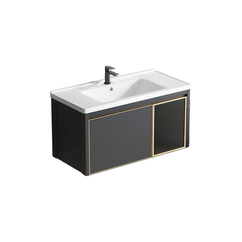 Glam Rectangular Bath Vanity Black Metal Base Single-Sink Bathroom Vanity Vanity & Faucet 32"L x 19"W x 18"H Clearhalo 'Bathroom Remodel & Bathroom Fixtures' 'Bathroom Vanities' 'bathroom_vanities' 'Home Improvement' 'home_improvement' 'home_improvement_bathroom_vanities' 7476578