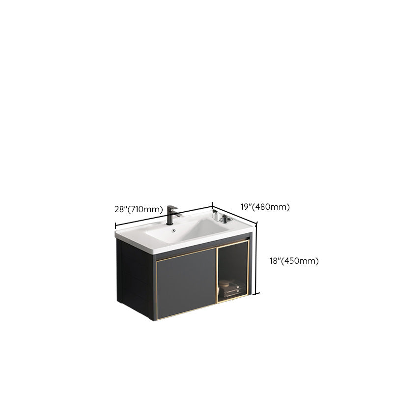 Glam Rectangular Bath Vanity Black Metal Base Single-Sink Bathroom Vanity Clearhalo 'Bathroom Remodel & Bathroom Fixtures' 'Bathroom Vanities' 'bathroom_vanities' 'Home Improvement' 'home_improvement' 'home_improvement_bathroom_vanities' 7476587