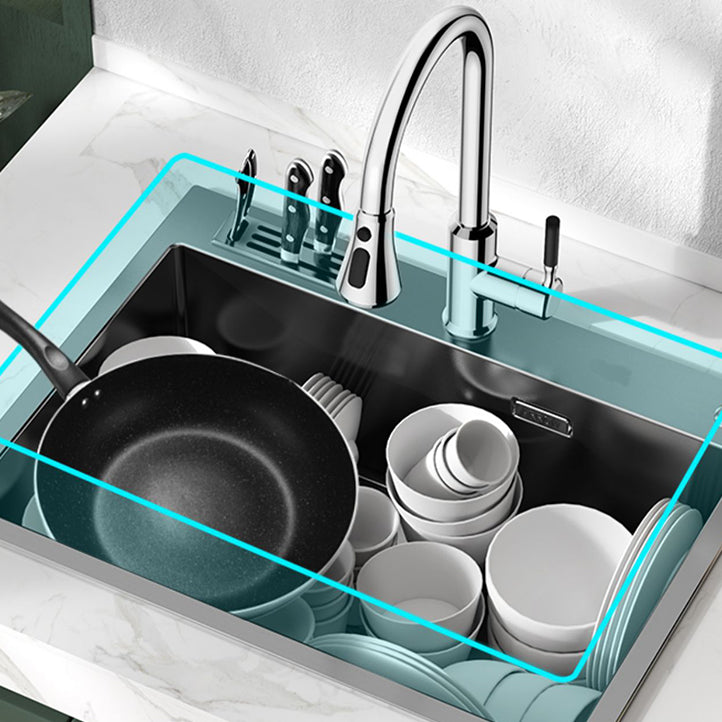 Soundproof Kitchen Sink Overflow Hole Design Kitchen Sink with Drain Assembly Clearhalo 'Home Improvement' 'home_improvement' 'home_improvement_kitchen_sinks' 'Kitchen Remodel & Kitchen Fixtures' 'Kitchen Sinks & Faucet Components' 'Kitchen Sinks' 'kitchen_sinks' 7481836