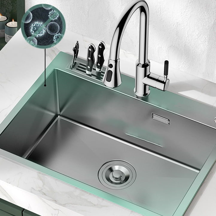 Soundproof Kitchen Sink Overflow Hole Design Kitchen Sink with Drain Assembly Clearhalo 'Home Improvement' 'home_improvement' 'home_improvement_kitchen_sinks' 'Kitchen Remodel & Kitchen Fixtures' 'Kitchen Sinks & Faucet Components' 'Kitchen Sinks' 'kitchen_sinks' 7481841