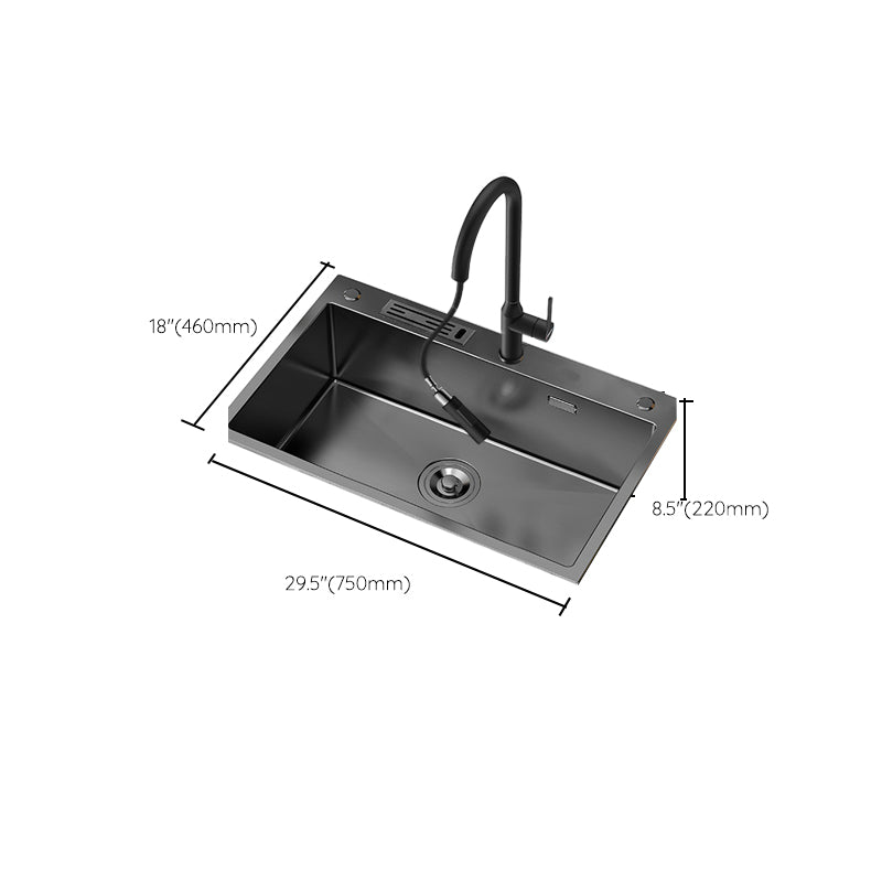 Soundproof Kitchen Sink Overflow Hole Design Kitchen Sink with Drain Assembly Clearhalo 'Home Improvement' 'home_improvement' 'home_improvement_kitchen_sinks' 'Kitchen Remodel & Kitchen Fixtures' 'Kitchen Sinks & Faucet Components' 'Kitchen Sinks' 'kitchen_sinks' 7481880