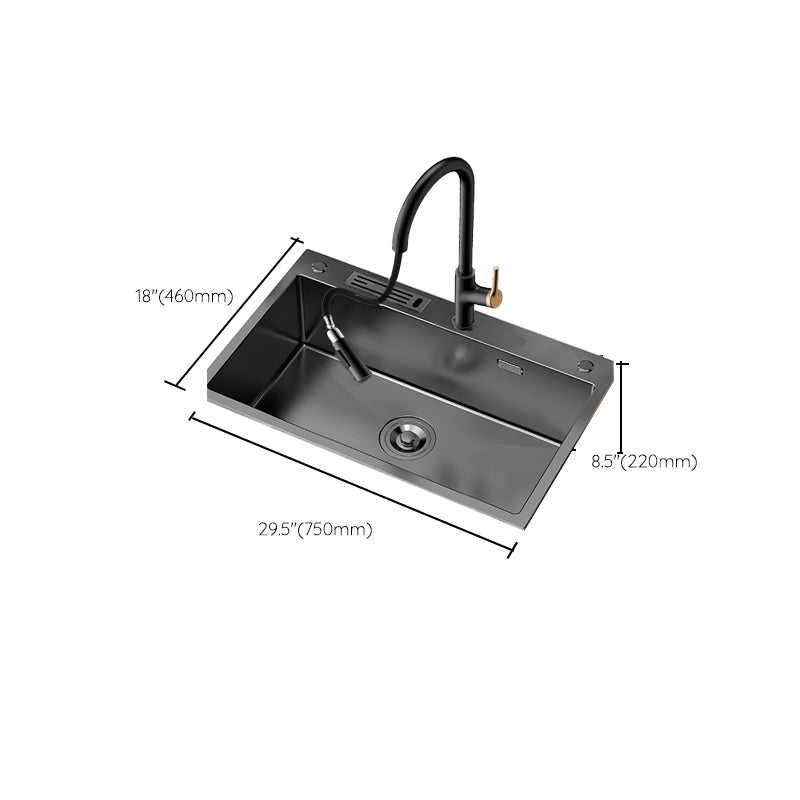 Soundproof Kitchen Sink Overflow Hole Design Kitchen Sink with Drain Assembly Clearhalo 'Home Improvement' 'home_improvement' 'home_improvement_kitchen_sinks' 'Kitchen Remodel & Kitchen Fixtures' 'Kitchen Sinks & Faucet Components' 'Kitchen Sinks' 'kitchen_sinks' 7481881