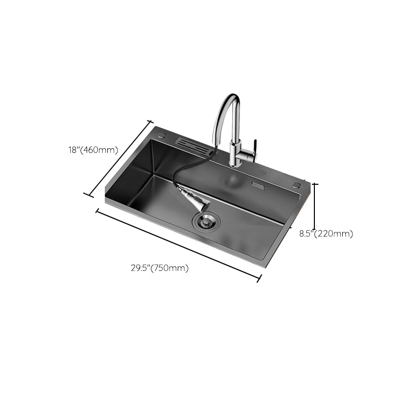 Soundproof Kitchen Sink Overflow Hole Design Kitchen Sink with Drain Assembly Clearhalo 'Home Improvement' 'home_improvement' 'home_improvement_kitchen_sinks' 'Kitchen Remodel & Kitchen Fixtures' 'Kitchen Sinks & Faucet Components' 'Kitchen Sinks' 'kitchen_sinks' 7481883