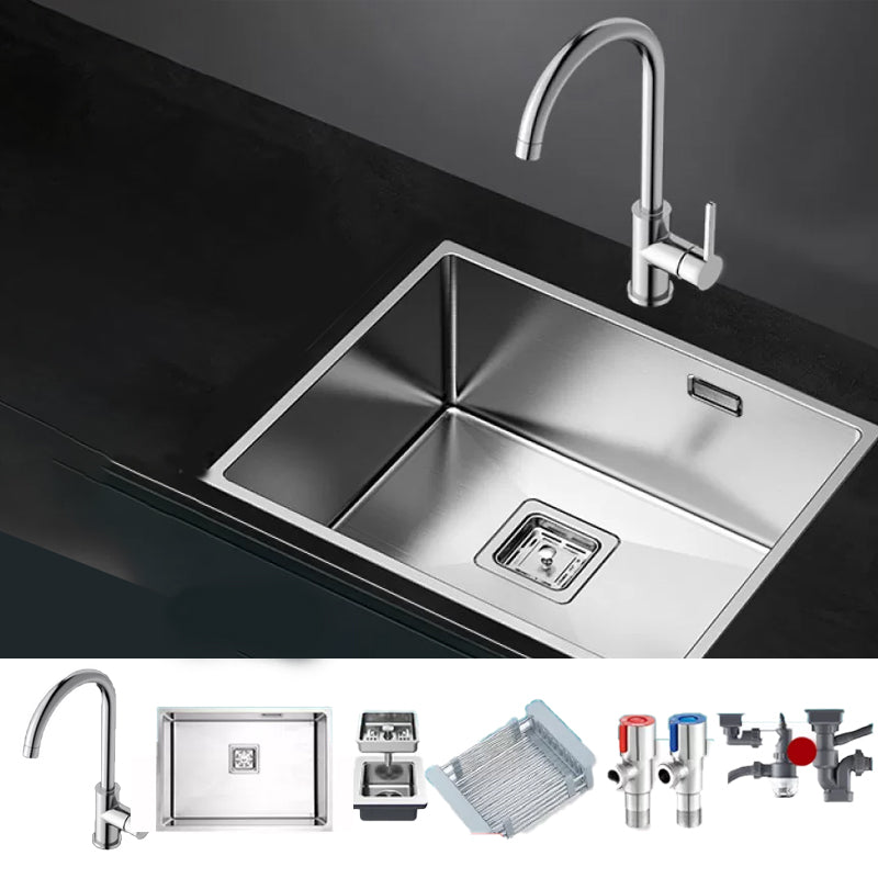 Stainless Steel Kitchen Sink Overflow Hole Design Kitchen Sink with Drain Assembly Round Faucet Clearhalo 'Home Improvement' 'home_improvement' 'home_improvement_kitchen_sinks' 'Kitchen Remodel & Kitchen Fixtures' 'Kitchen Sinks & Faucet Components' 'Kitchen Sinks' 'kitchen_sinks' 7481885