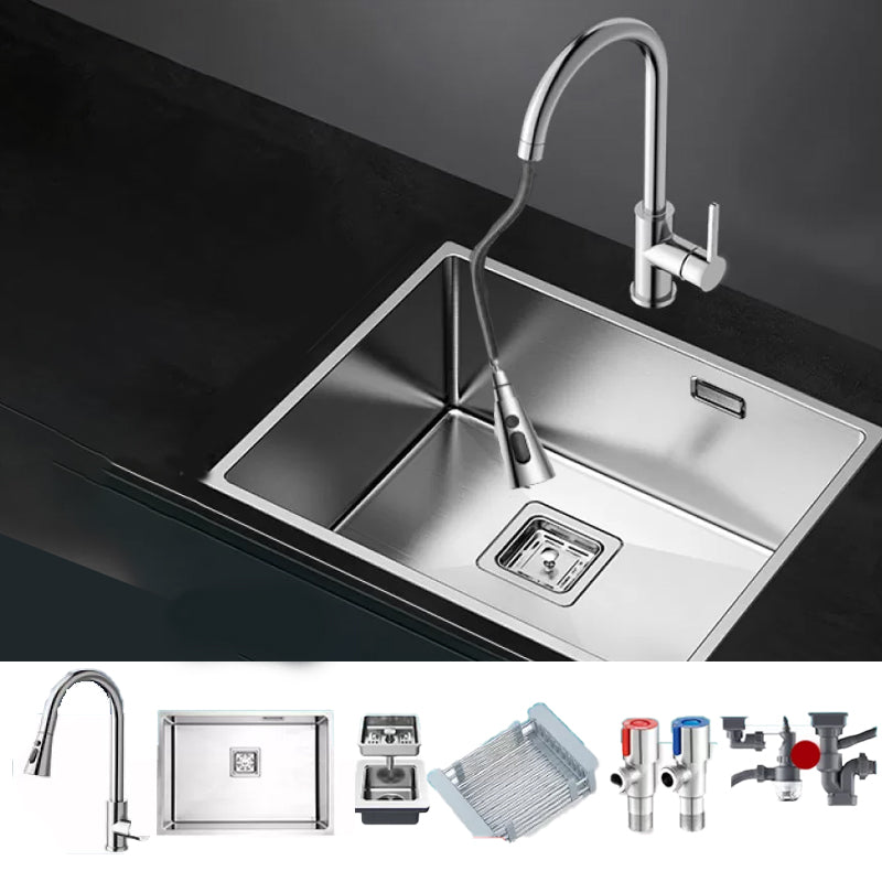 Stainless Steel Kitchen Sink Overflow Hole Design Kitchen Sink with Drain Assembly Pull Out Faucet Clearhalo 'Home Improvement' 'home_improvement' 'home_improvement_kitchen_sinks' 'Kitchen Remodel & Kitchen Fixtures' 'Kitchen Sinks & Faucet Components' 'Kitchen Sinks' 'kitchen_sinks' 7481887