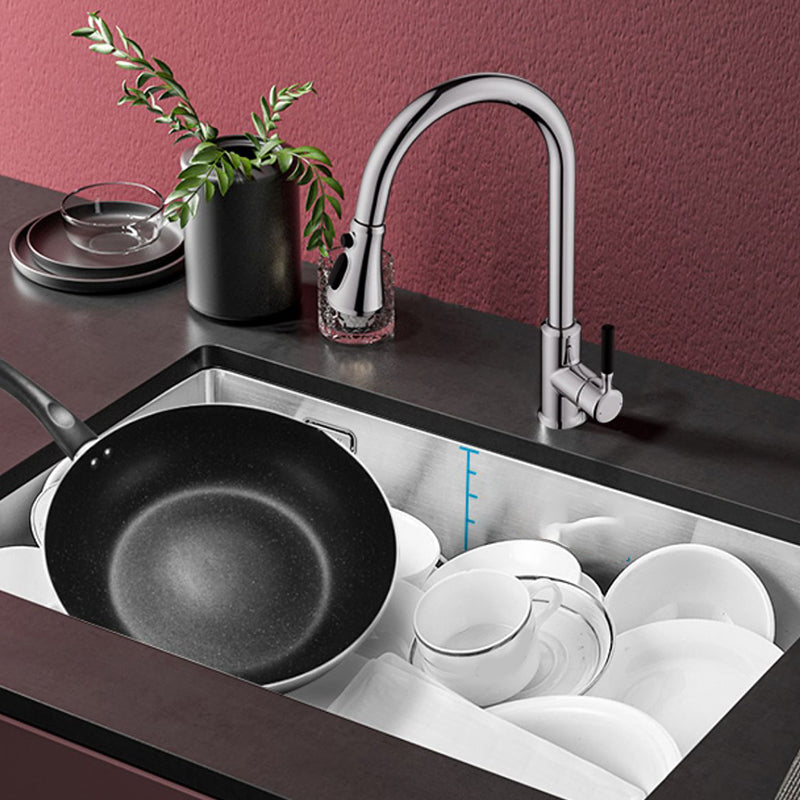 Stainless Steel Kitchen Sink Overflow Hole Design Kitchen Sink with Drain Assembly Clearhalo 'Home Improvement' 'home_improvement' 'home_improvement_kitchen_sinks' 'Kitchen Remodel & Kitchen Fixtures' 'Kitchen Sinks & Faucet Components' 'Kitchen Sinks' 'kitchen_sinks' 7481891