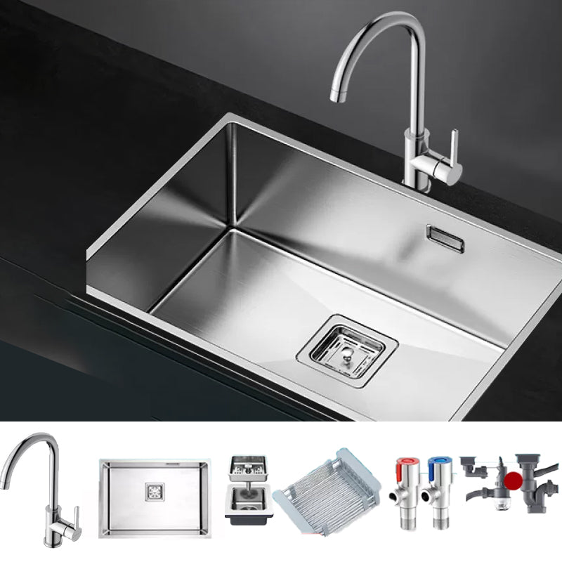 Stainless Steel Kitchen Sink Overflow Hole Design Kitchen Sink with Drain Assembly Round Faucet Clearhalo 'Home Improvement' 'home_improvement' 'home_improvement_kitchen_sinks' 'Kitchen Remodel & Kitchen Fixtures' 'Kitchen Sinks & Faucet Components' 'Kitchen Sinks' 'kitchen_sinks' 7481892