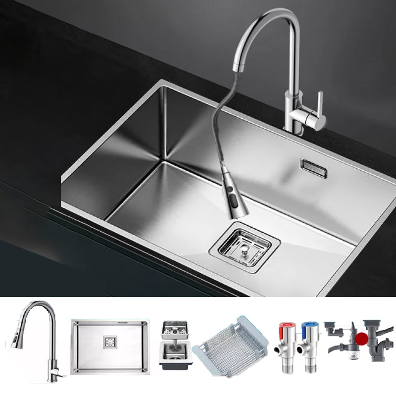 Stainless Steel Kitchen Sink Overflow Hole Design Kitchen Sink with Drain Assembly Pull Out Faucet Clearhalo 'Home Improvement' 'home_improvement' 'home_improvement_kitchen_sinks' 'Kitchen Remodel & Kitchen Fixtures' 'Kitchen Sinks & Faucet Components' 'Kitchen Sinks' 'kitchen_sinks' 7481894