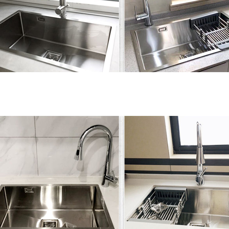 Stainless Steel Kitchen Sink Overflow Hole Design Kitchen Sink with Drain Assembly Clearhalo 'Home Improvement' 'home_improvement' 'home_improvement_kitchen_sinks' 'Kitchen Remodel & Kitchen Fixtures' 'Kitchen Sinks & Faucet Components' 'Kitchen Sinks' 'kitchen_sinks' 7481900