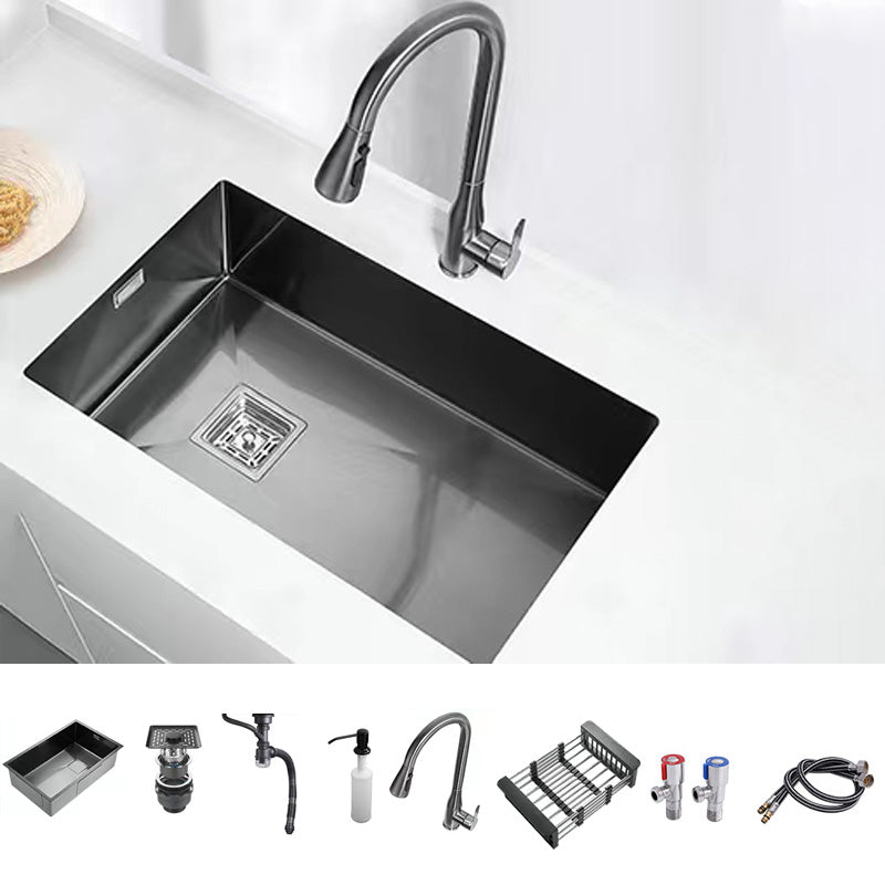 Stainless Steel Kitchen Sink Overflow Hole Design Kitchen Sink with Soundproofing Pull Out Faucet Clearhalo 'Home Improvement' 'home_improvement' 'home_improvement_kitchen_sinks' 'Kitchen Remodel & Kitchen Fixtures' 'Kitchen Sinks & Faucet Components' 'Kitchen Sinks' 'kitchen_sinks' 7481924