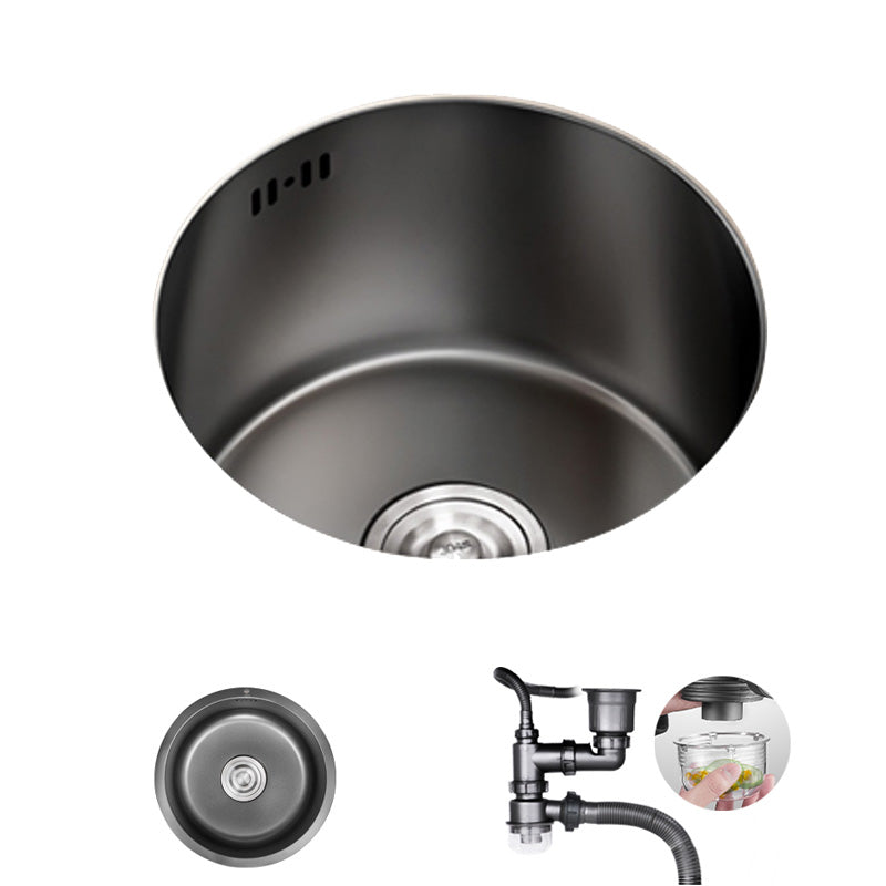Round Stainless Steel Kitchen Sink Single Bowl Sink with Drain Strainer Kit Sink Only No Faucet Clearhalo 'Home Improvement' 'home_improvement' 'home_improvement_kitchen_sinks' 'Kitchen Remodel & Kitchen Fixtures' 'Kitchen Sinks & Faucet Components' 'Kitchen Sinks' 'kitchen_sinks' 7481961