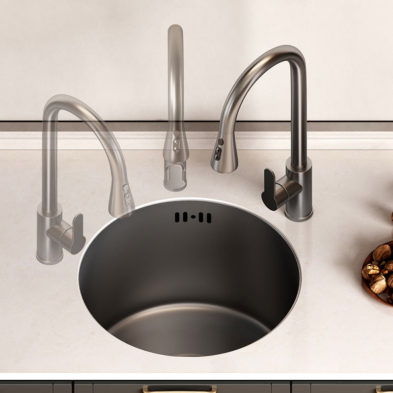Round Stainless Steel Kitchen Sink Single Bowl Sink with Drain Strainer Kit Clearhalo 'Home Improvement' 'home_improvement' 'home_improvement_kitchen_sinks' 'Kitchen Remodel & Kitchen Fixtures' 'Kitchen Sinks & Faucet Components' 'Kitchen Sinks' 'kitchen_sinks' 7481967