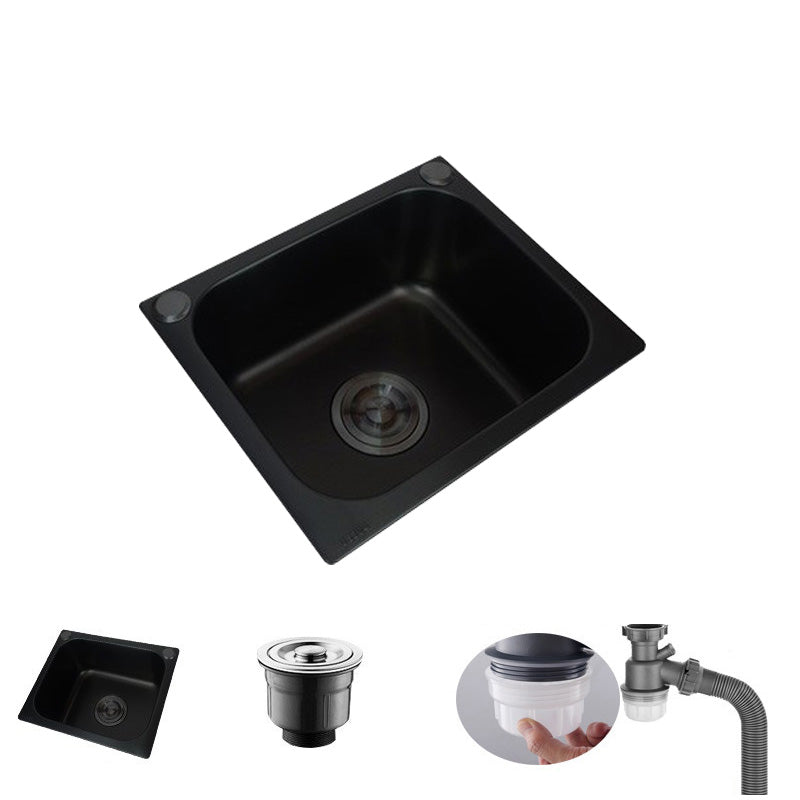 Black Stainless Steel Kitchen Sink Single Bowl Sink with Drain Assembly 15"L x 13"W x 7"H Sink Only No Faucet Clearhalo 'Home Improvement' 'home_improvement' 'home_improvement_kitchen_sinks' 'Kitchen Remodel & Kitchen Fixtures' 'Kitchen Sinks & Faucet Components' 'Kitchen Sinks' 'kitchen_sinks' 7481980
