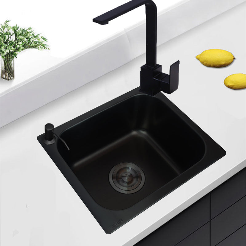 Black Stainless Steel Kitchen Sink Single Bowl Sink with Drain Assembly Clearhalo 'Home Improvement' 'home_improvement' 'home_improvement_kitchen_sinks' 'Kitchen Remodel & Kitchen Fixtures' 'Kitchen Sinks & Faucet Components' 'Kitchen Sinks' 'kitchen_sinks' 7481982