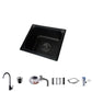 Black Stainless Steel Kitchen Sink Single Bowl Sink with Drain Assembly Sink with Faucet Single Cooling Tap Clearhalo 'Home Improvement' 'home_improvement' 'home_improvement_kitchen_sinks' 'Kitchen Remodel & Kitchen Fixtures' 'Kitchen Sinks & Faucet Components' 'Kitchen Sinks' 'kitchen_sinks' 7481983