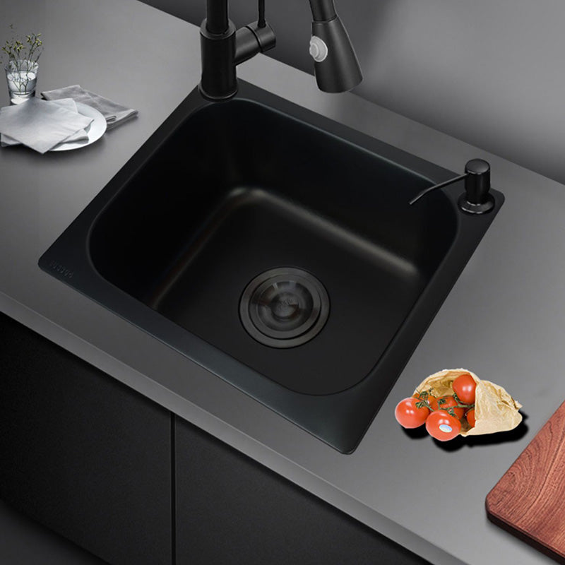 Black Stainless Steel Kitchen Sink Single Bowl Sink with Drain Assembly Clearhalo 'Home Improvement' 'home_improvement' 'home_improvement_kitchen_sinks' 'Kitchen Remodel & Kitchen Fixtures' 'Kitchen Sinks & Faucet Components' 'Kitchen Sinks' 'kitchen_sinks' 7481986