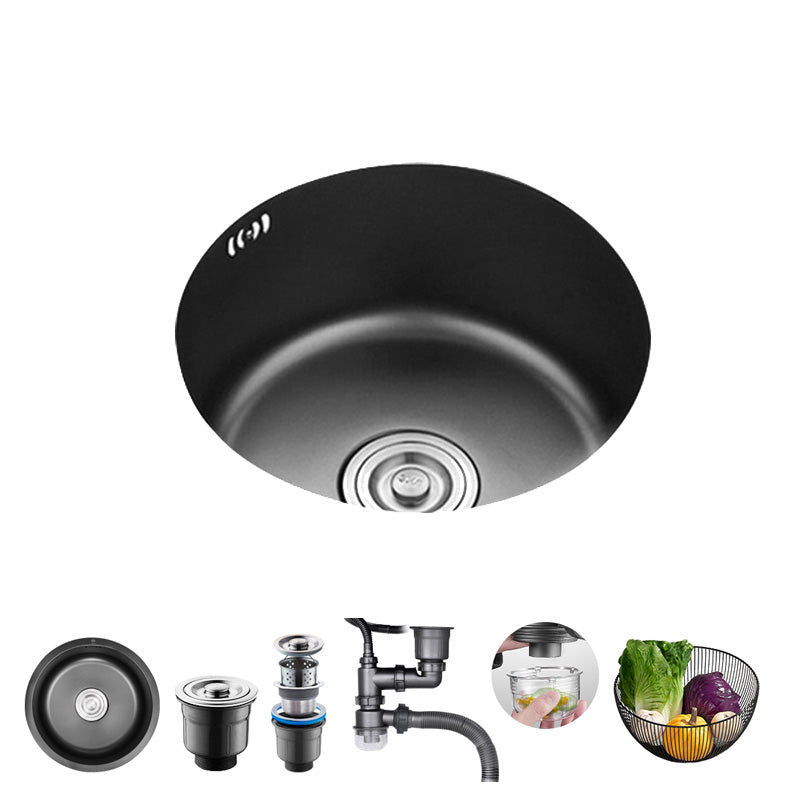 Single Bowl Kitchen Sink Stainless Steel Round Sink with Drain Assembly Sink Only No Faucet Clearhalo 'Home Improvement' 'home_improvement' 'home_improvement_kitchen_sinks' 'Kitchen Remodel & Kitchen Fixtures' 'Kitchen Sinks & Faucet Components' 'Kitchen Sinks' 'kitchen_sinks' 7482001