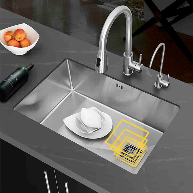 Stainless Steel Kitchen Sink Single Bowl Sink with Soap Dispenser Clearhalo 'Home Improvement' 'home_improvement' 'home_improvement_kitchen_sinks' 'Kitchen Remodel & Kitchen Fixtures' 'Kitchen Sinks & Faucet Components' 'Kitchen Sinks' 'kitchen_sinks' 7482024
