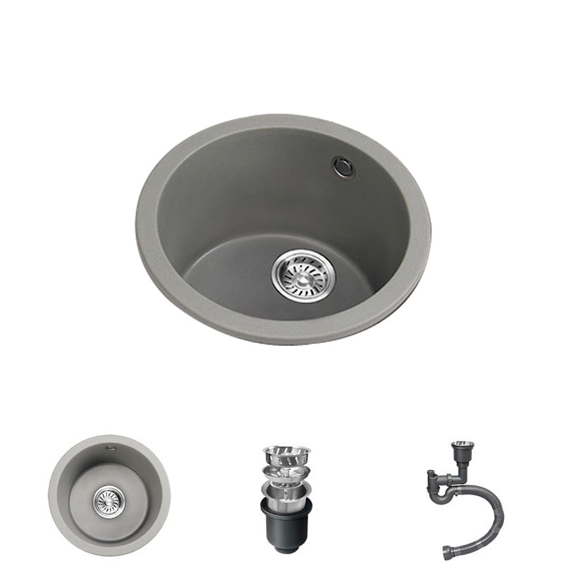 Single Bowl Kitchen Sink Granite Round Sink with Basket Strainer 17"L x 17"W x 9"H Sink Only No Faucet Clearhalo 'Home Improvement' 'home_improvement' 'home_improvement_kitchen_sinks' 'Kitchen Remodel & Kitchen Fixtures' 'Kitchen Sinks & Faucet Components' 'Kitchen Sinks' 'kitchen_sinks' 7482047