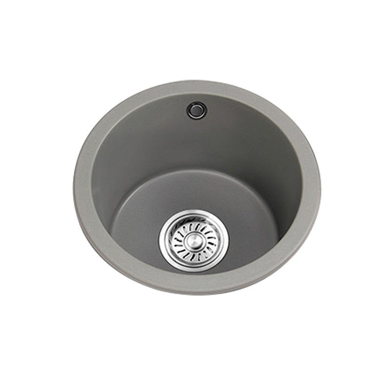 Single Bowl Kitchen Sink Granite Round Sink with Basket Strainer Clearhalo 'Home Improvement' 'home_improvement' 'home_improvement_kitchen_sinks' 'Kitchen Remodel & Kitchen Fixtures' 'Kitchen Sinks & Faucet Components' 'Kitchen Sinks' 'kitchen_sinks' 7482052