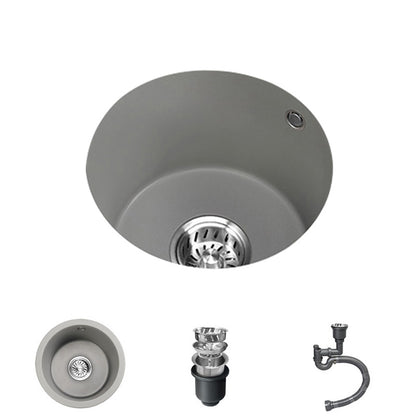 Single Bowl Kitchen Sink Granite Round Sink with Basket Strainer 14"L x 14"W x 8"H Sink Only No Faucet Clearhalo 'Home Improvement' 'home_improvement' 'home_improvement_kitchen_sinks' 'Kitchen Remodel & Kitchen Fixtures' 'Kitchen Sinks & Faucet Components' 'Kitchen Sinks' 'kitchen_sinks' 7482063