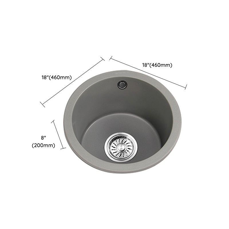 Single Bowl Kitchen Sink Granite Round Sink with Basket Strainer Clearhalo 'Home Improvement' 'home_improvement' 'home_improvement_kitchen_sinks' 'Kitchen Remodel & Kitchen Fixtures' 'Kitchen Sinks & Faucet Components' 'Kitchen Sinks' 'kitchen_sinks' 7482066
