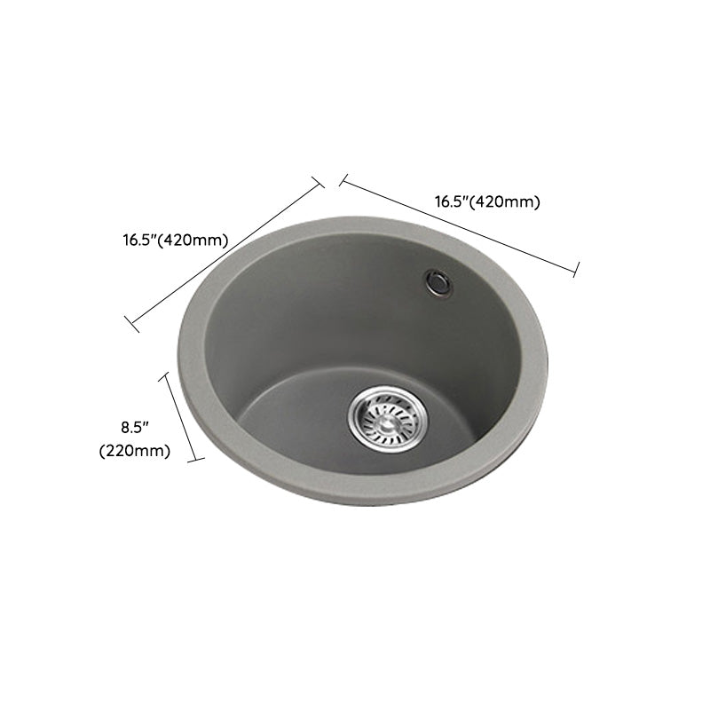 Single Bowl Kitchen Sink Granite Round Sink with Basket Strainer Clearhalo 'Home Improvement' 'home_improvement' 'home_improvement_kitchen_sinks' 'Kitchen Remodel & Kitchen Fixtures' 'Kitchen Sinks & Faucet Components' 'Kitchen Sinks' 'kitchen_sinks' 7482067