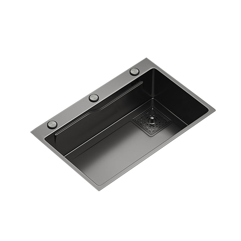 Black Stainless Steel Kitchen Sink Single Bowl Sink with Soap Dispenser Clearhalo 'Home Improvement' 'home_improvement' 'home_improvement_kitchen_sinks' 'Kitchen Remodel & Kitchen Fixtures' 'Kitchen Sinks & Faucet Components' 'Kitchen Sinks' 'kitchen_sinks' 7482095
