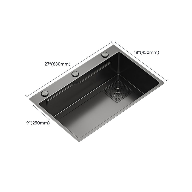 Black Stainless Steel Kitchen Sink Single Bowl Sink with Soap Dispenser Clearhalo 'Home Improvement' 'home_improvement' 'home_improvement_kitchen_sinks' 'Kitchen Remodel & Kitchen Fixtures' 'Kitchen Sinks & Faucet Components' 'Kitchen Sinks' 'kitchen_sinks' 7482101