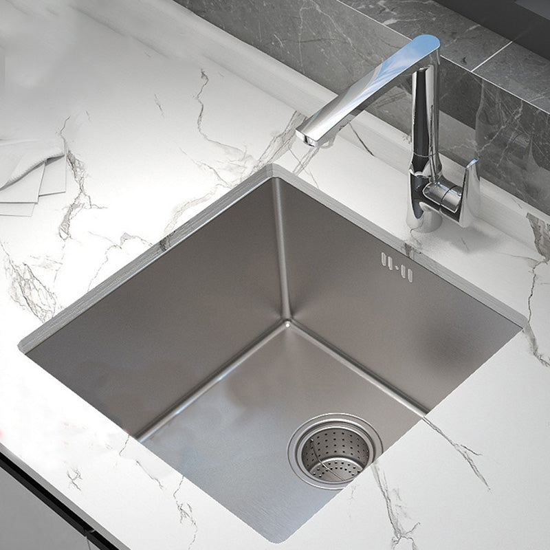 Square Stainless Steel Kitchen Sink Single Bowl Sink with Drain Assembly Clearhalo 'Home Improvement' 'home_improvement' 'home_improvement_kitchen_sinks' 'Kitchen Remodel & Kitchen Fixtures' 'Kitchen Sinks & Faucet Components' 'Kitchen Sinks' 'kitchen_sinks' 7482107