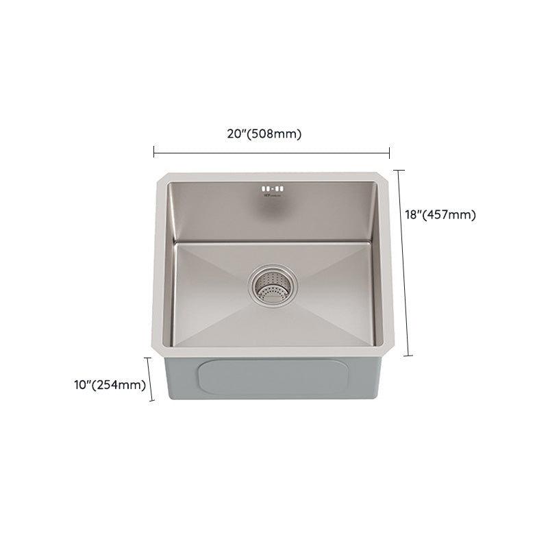 Square Stainless Steel Kitchen Sink Single Bowl Sink with Drain Assembly Clearhalo 'Home Improvement' 'home_improvement' 'home_improvement_kitchen_sinks' 'Kitchen Remodel & Kitchen Fixtures' 'Kitchen Sinks & Faucet Components' 'Kitchen Sinks' 'kitchen_sinks' 7482121